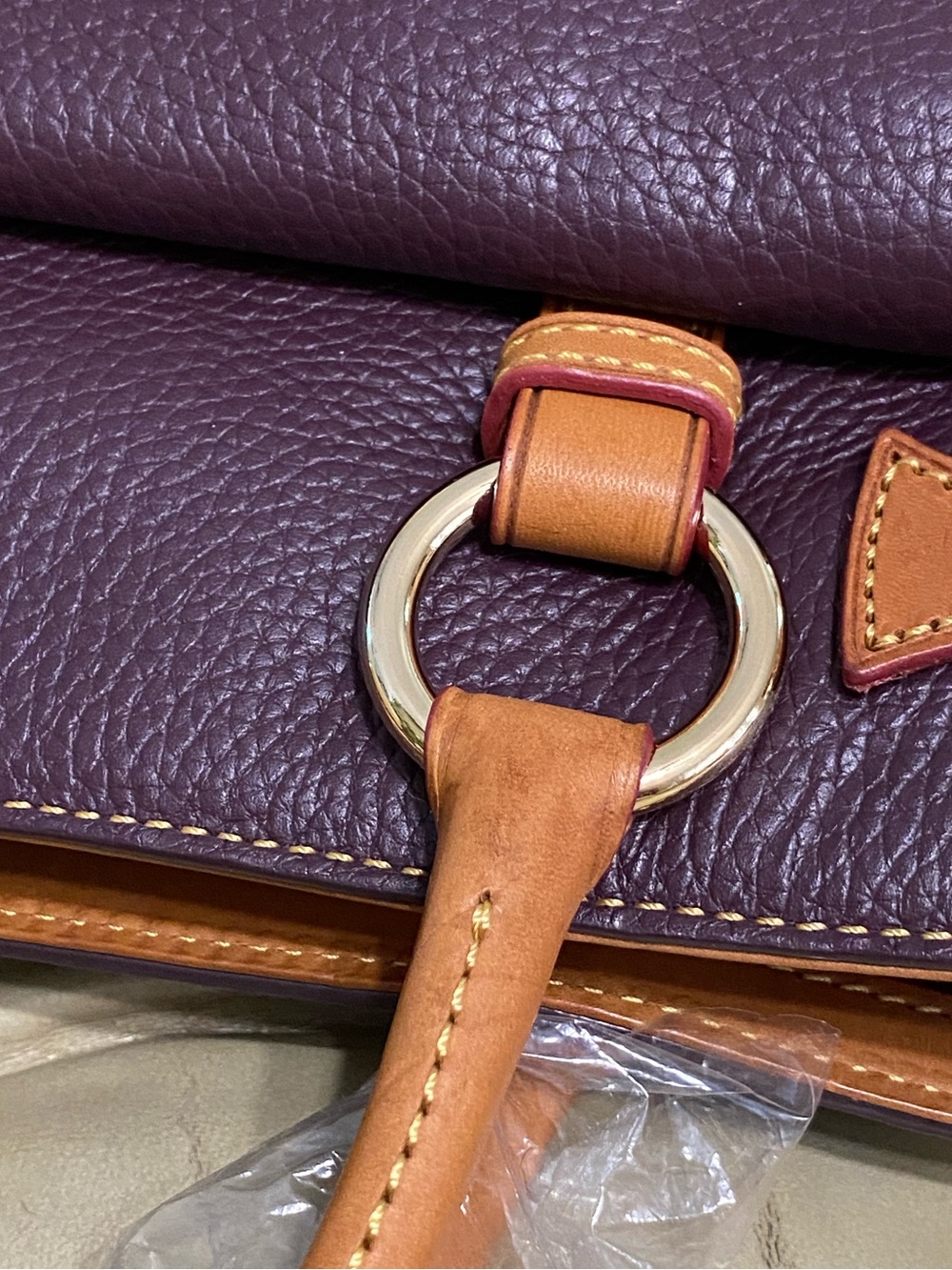 Dooney & Bourke GRAPE Pocket Satchel Pebbled Leather w/Wristlet Wallet - Picture 14 of 15